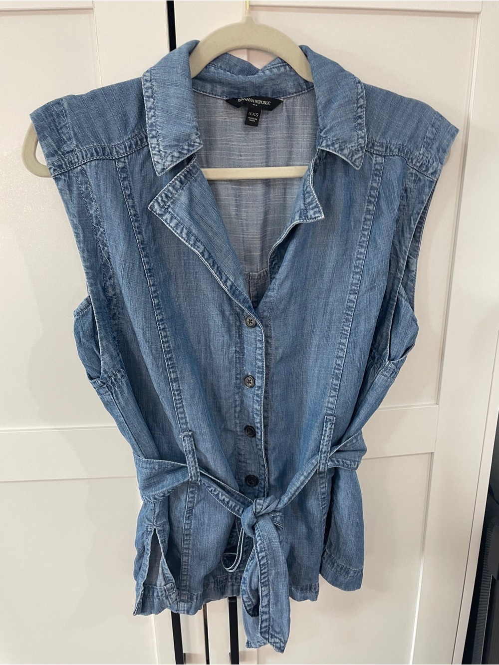 Banana Republic Light Blue Sleeveless Denim Tie-Waist Sz XXS